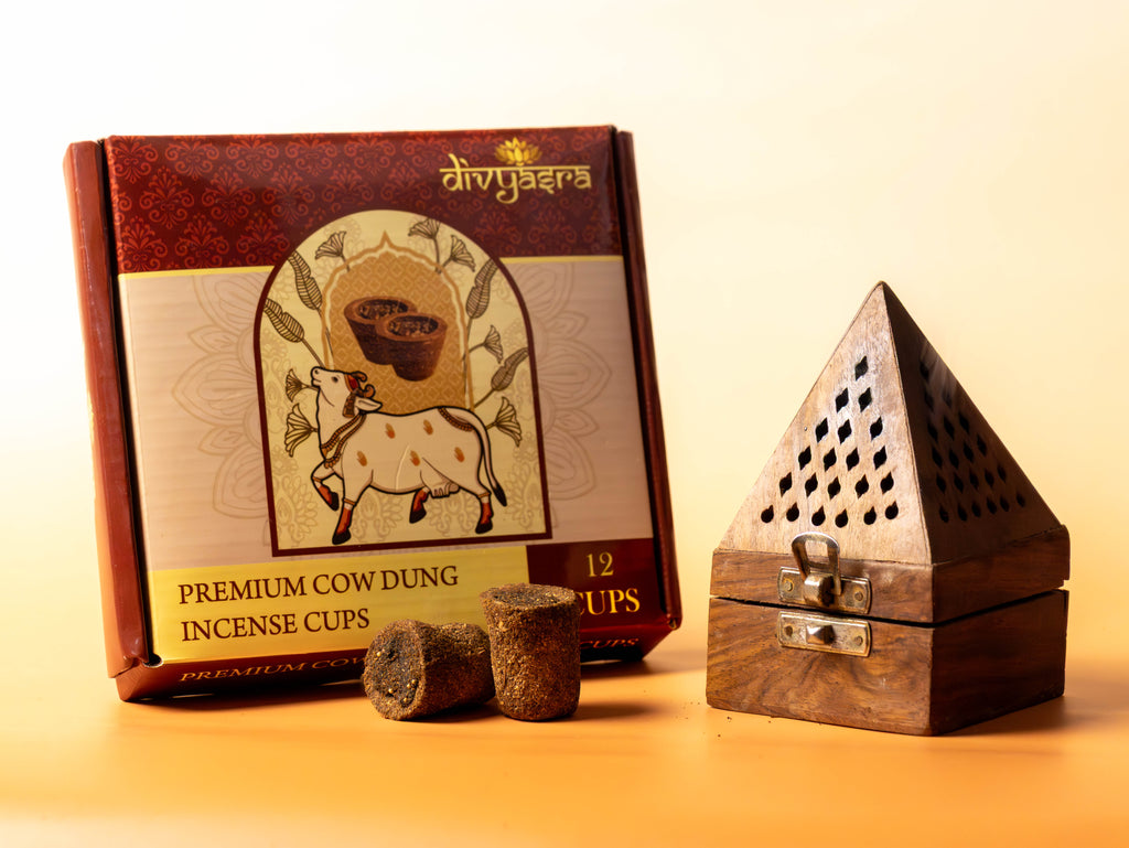 Sacred Earth – Divyasra Cow Dung Dhoop Cups (12 Handcrafted Pieces)